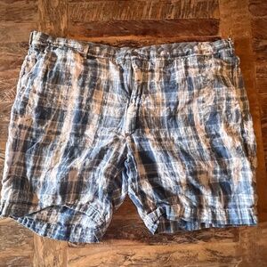 Ralph Lauren, Polo Shorts 48B, Blue & White Linen